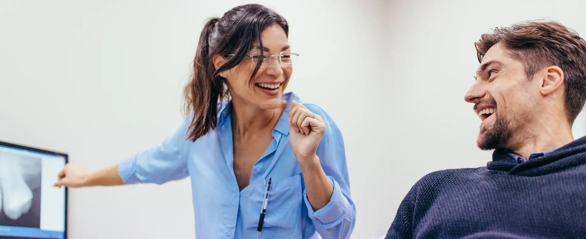 dentist explaining xray to patient